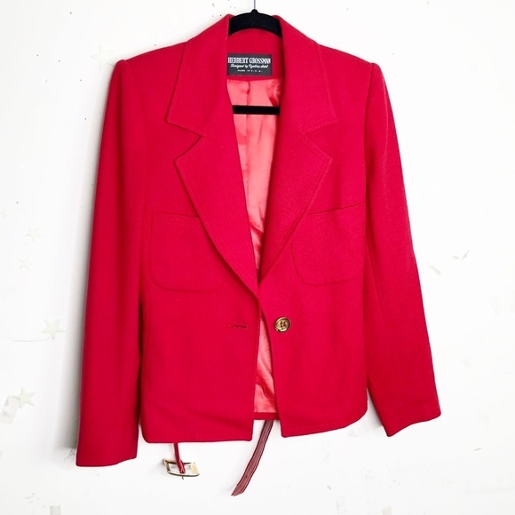 HERBERT Grossman red tailored wool belted jacket - Picture 11 of 11